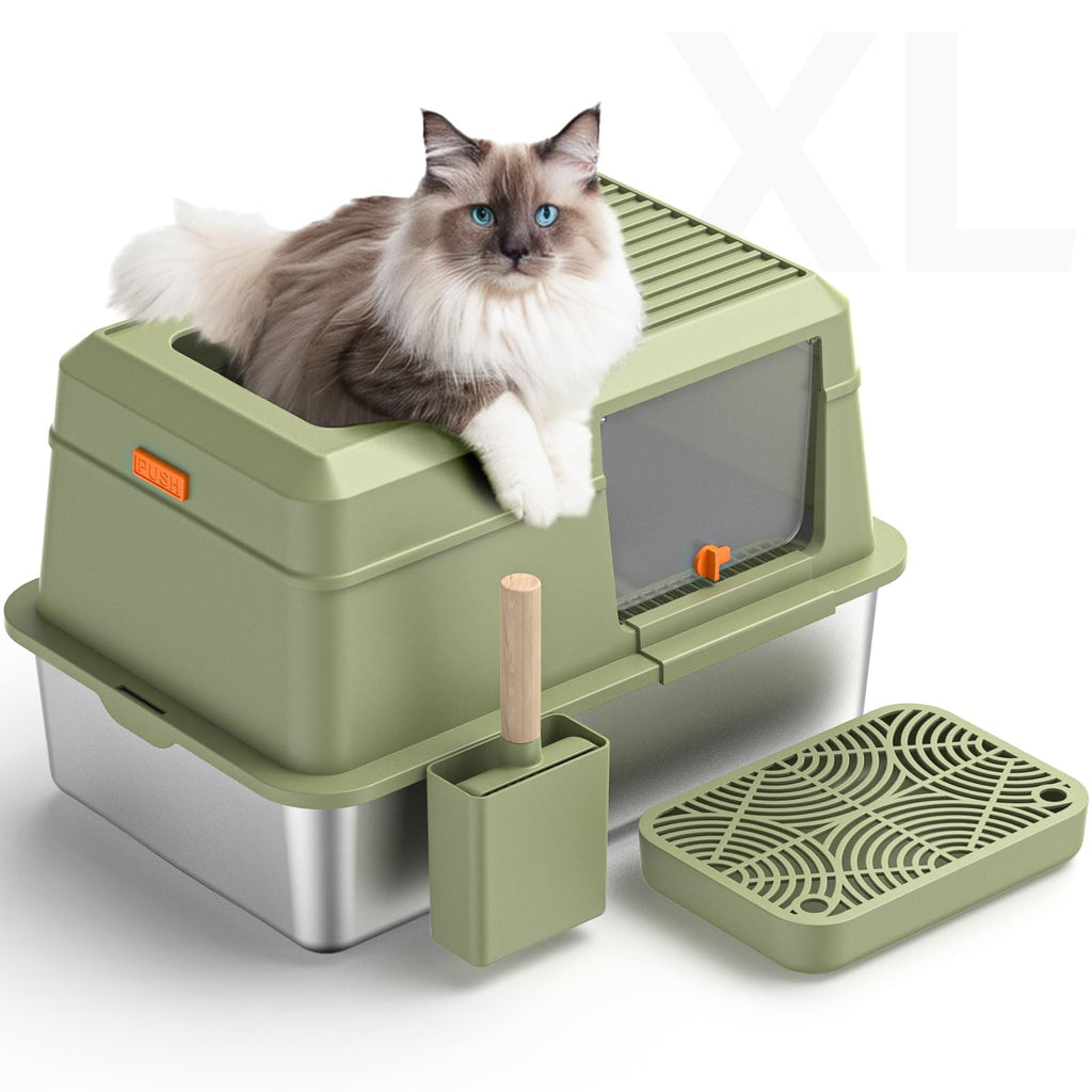 Stainless Steel Enclosed Litter Box with Lid F5184
