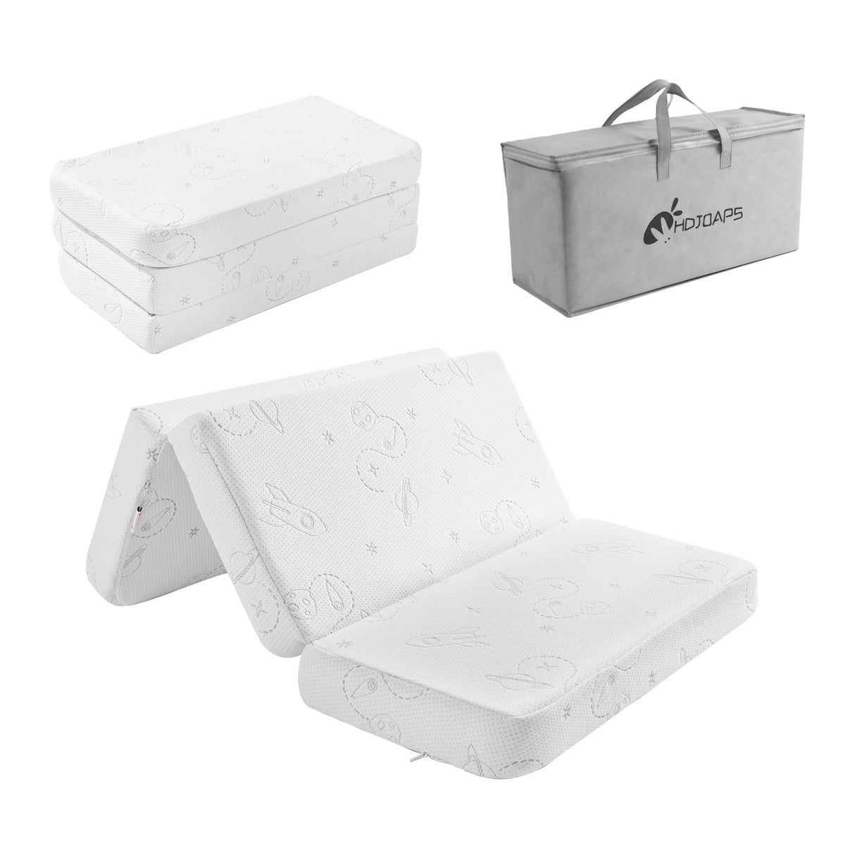 Trifold Pack and Play Mattress 38''x26'' with Washable Cover and Travel Bag M337