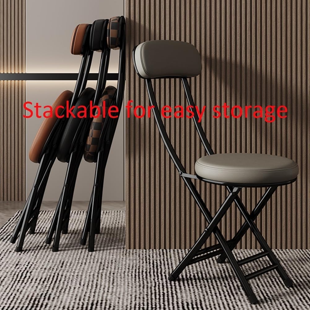 Black 18 Inch Cushioned Folding Kitchen Stool X1988