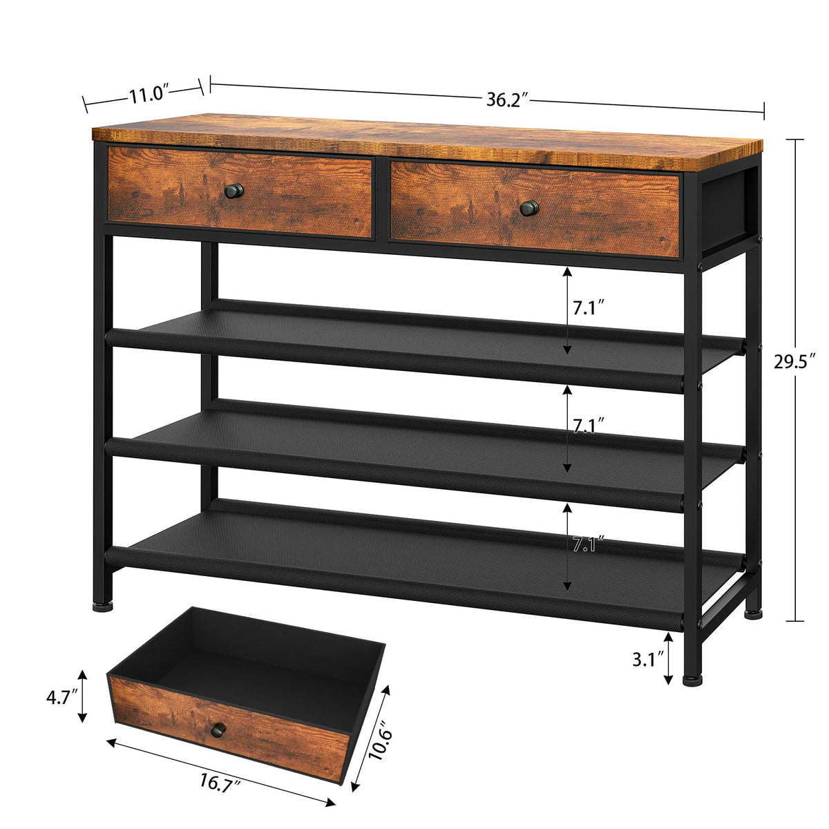 4 Tier Shoe Storage Organizer with 2 Drawers L330852