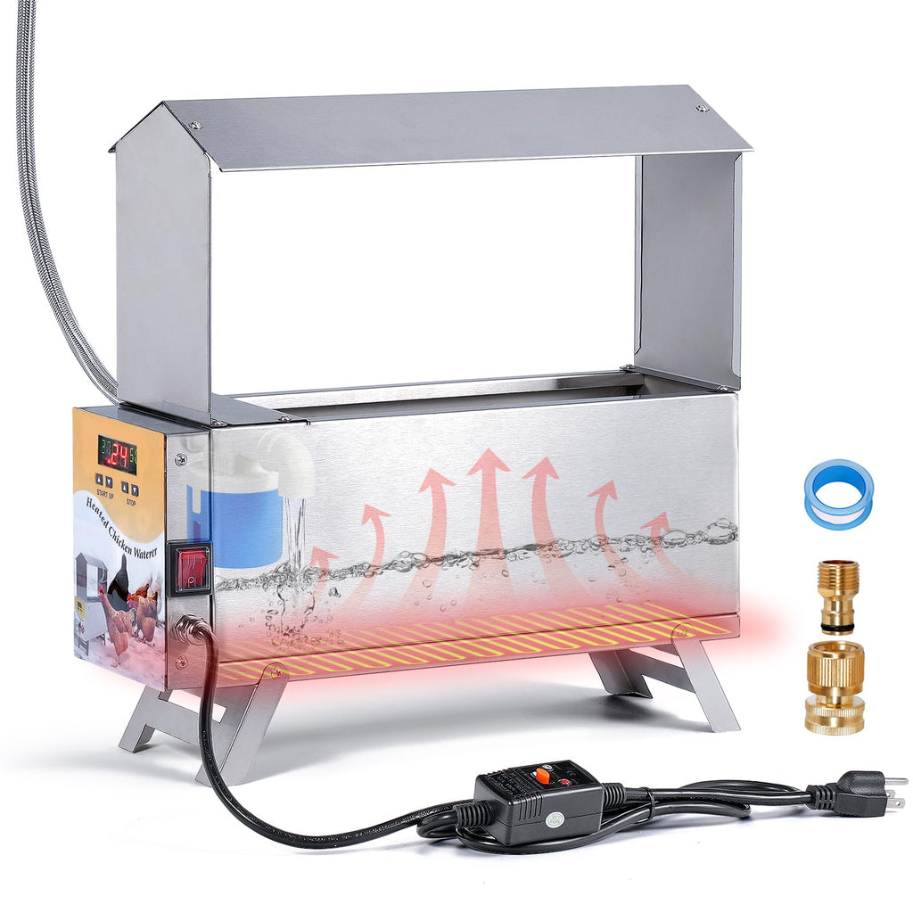 Heated 2 Gallon Stainless Steel Chicken Waterer Q82292