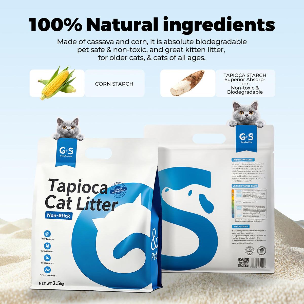 Tapioca Cat Litter Rapid Clumping 5.5lb × 3 Bags F6035
