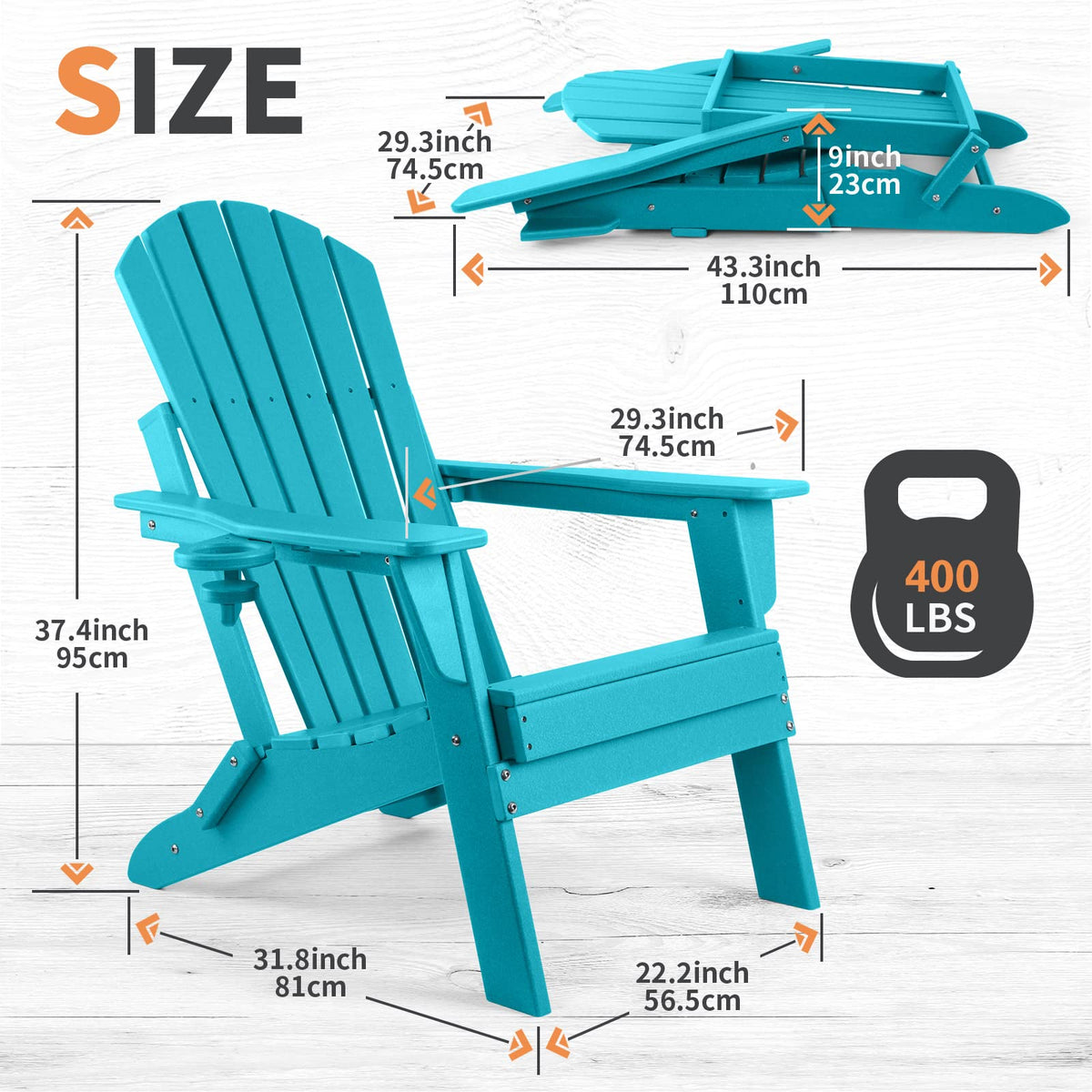 Oversized Folding Adirondack Chair Set of 2 W91217