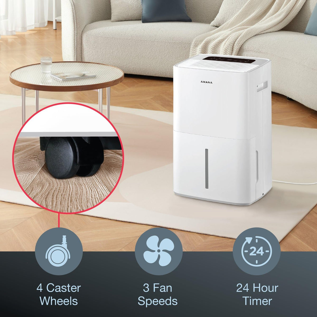 50-Pint Dehumidifier with 3 Speeds and Timer A411