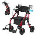2-in-1 Foldable Aluminum Rollator Walker & Transport Chair J856