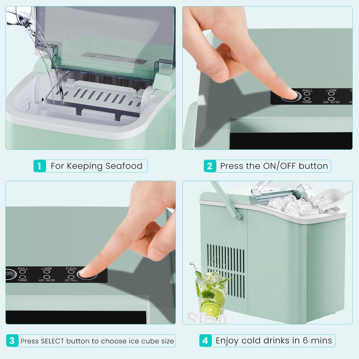 Portable Countertop Ice Maker with Basket & Scoop, 2 Cube Sizes M802