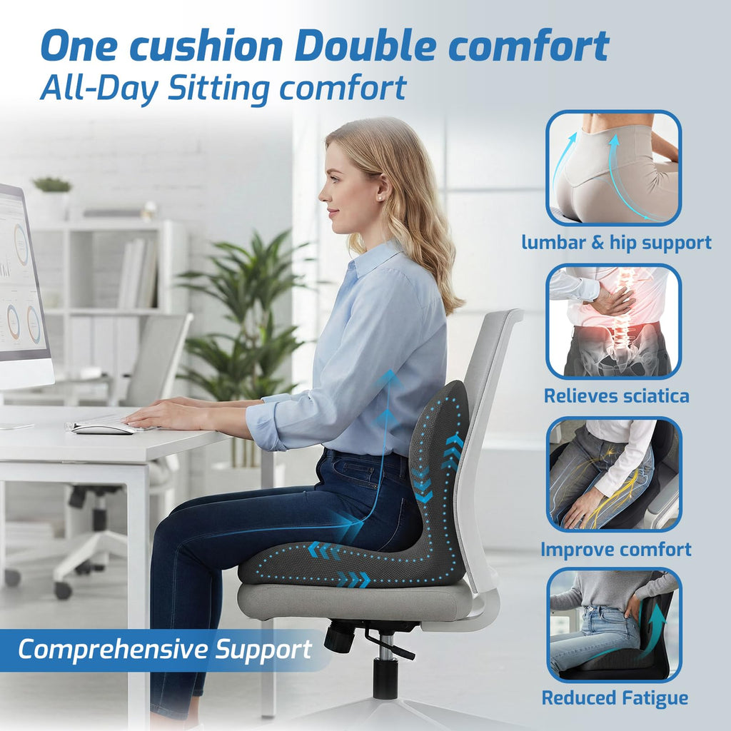 Ergonomic Seat Cushion with Lumbar Support Pillow T938677