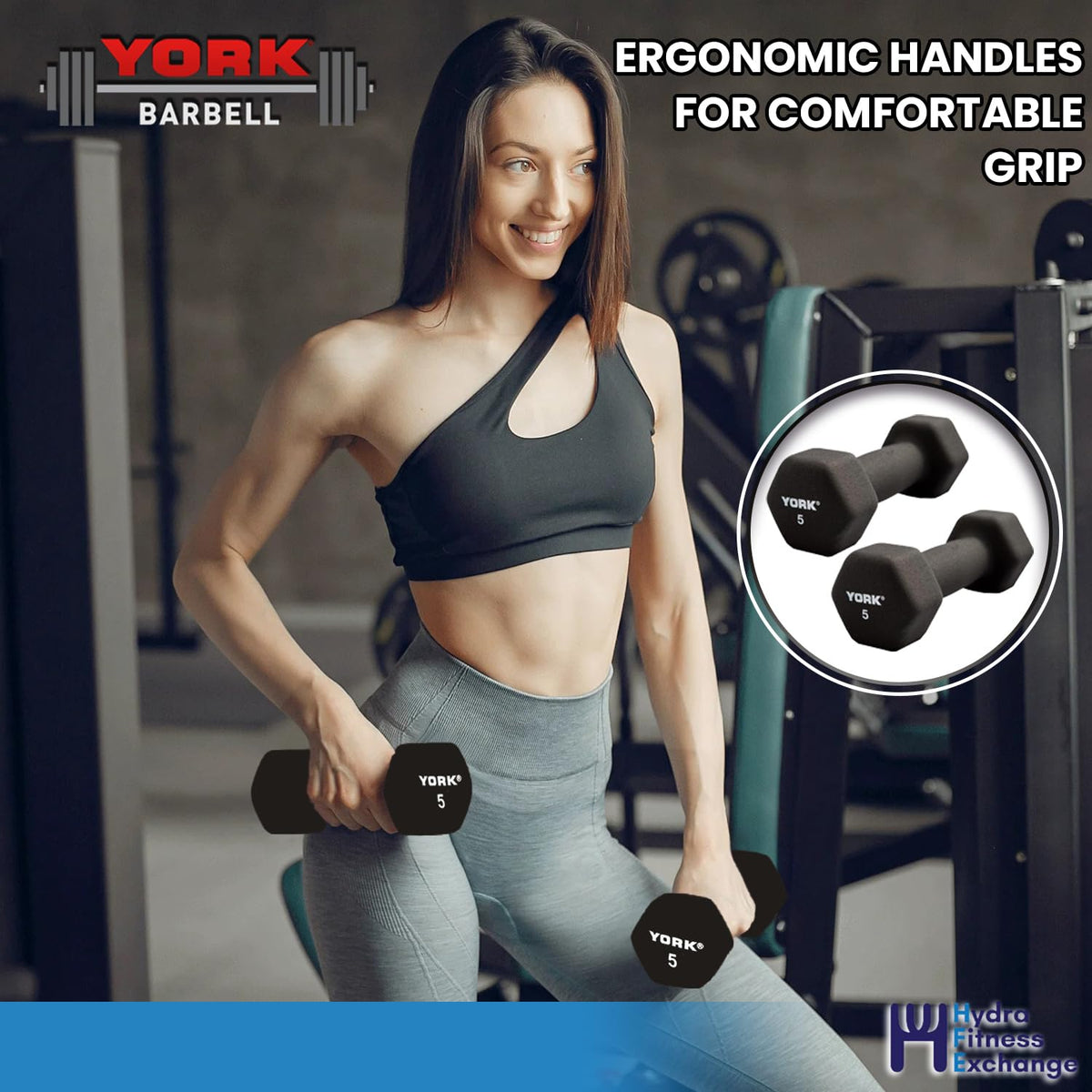 Neoprene Hexagon Dumbbells with Cast Ergo Handle 10lb Pack of 1 N4344