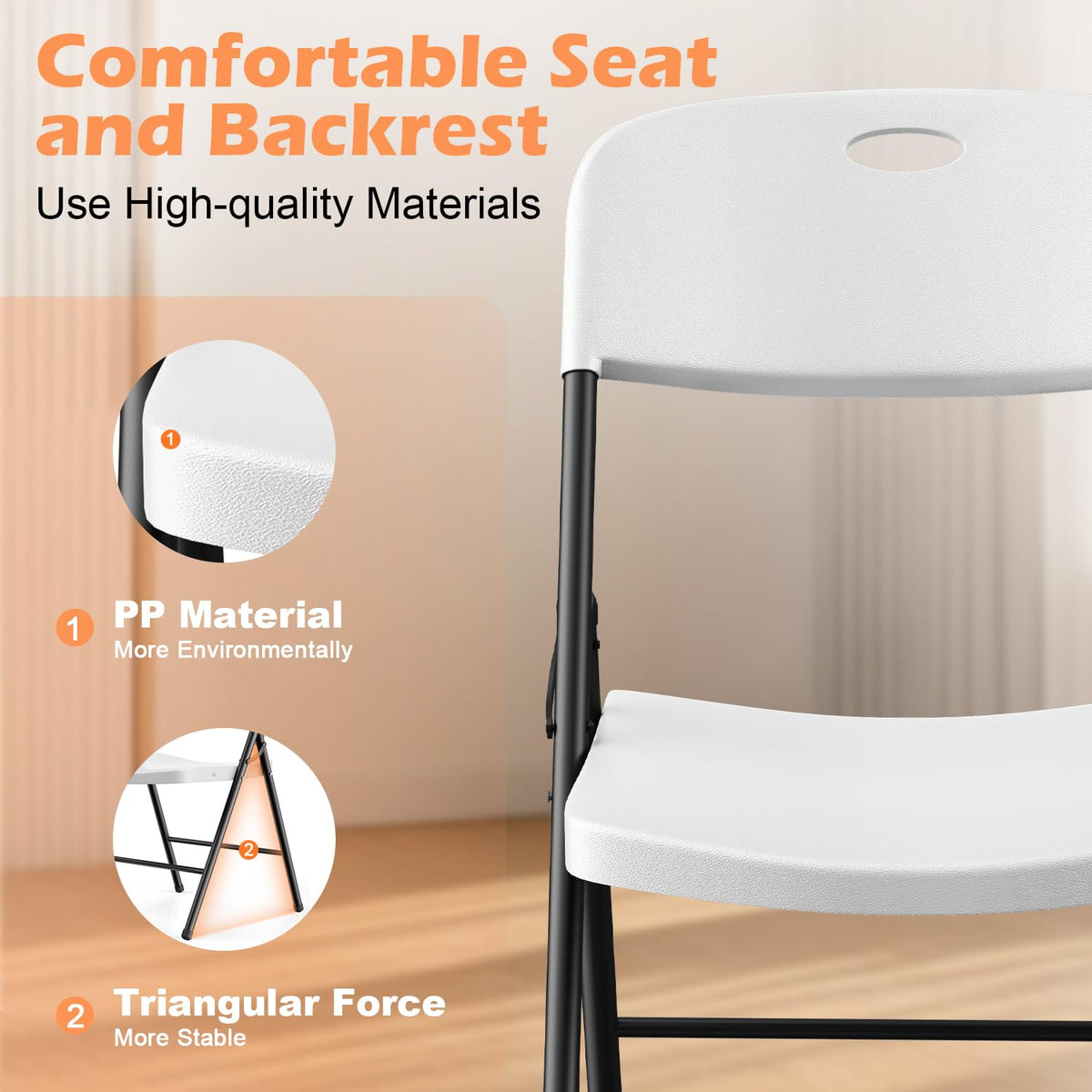 2 Pack White Plastic Folding Chairs L5971