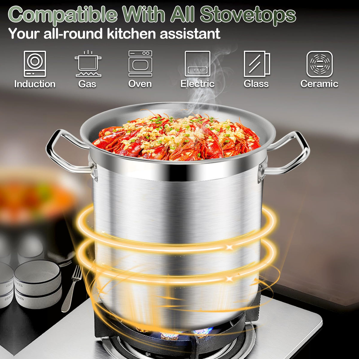 40 QT Stainless Steel Soup Pot with Lid O832438