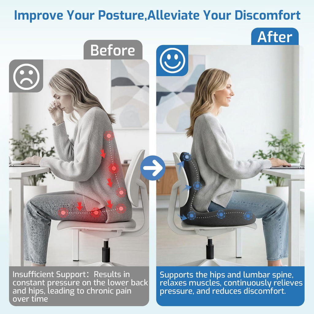 Ergonomic Seat Cushion with Lumbar Support Pillow T938677