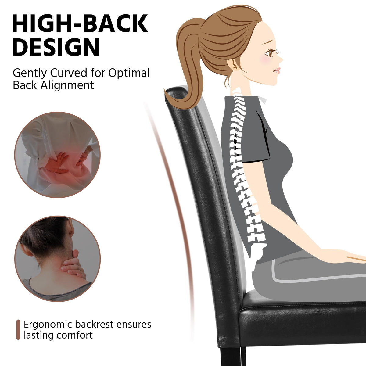 Dining Chairs Set of 4 Upholstered Black H76988