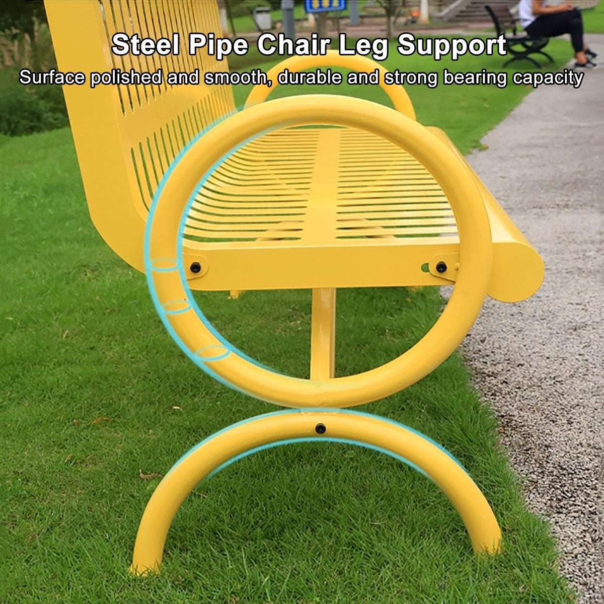 Weatherproof Metal Patio Bench with Backrest & Armrests O603016