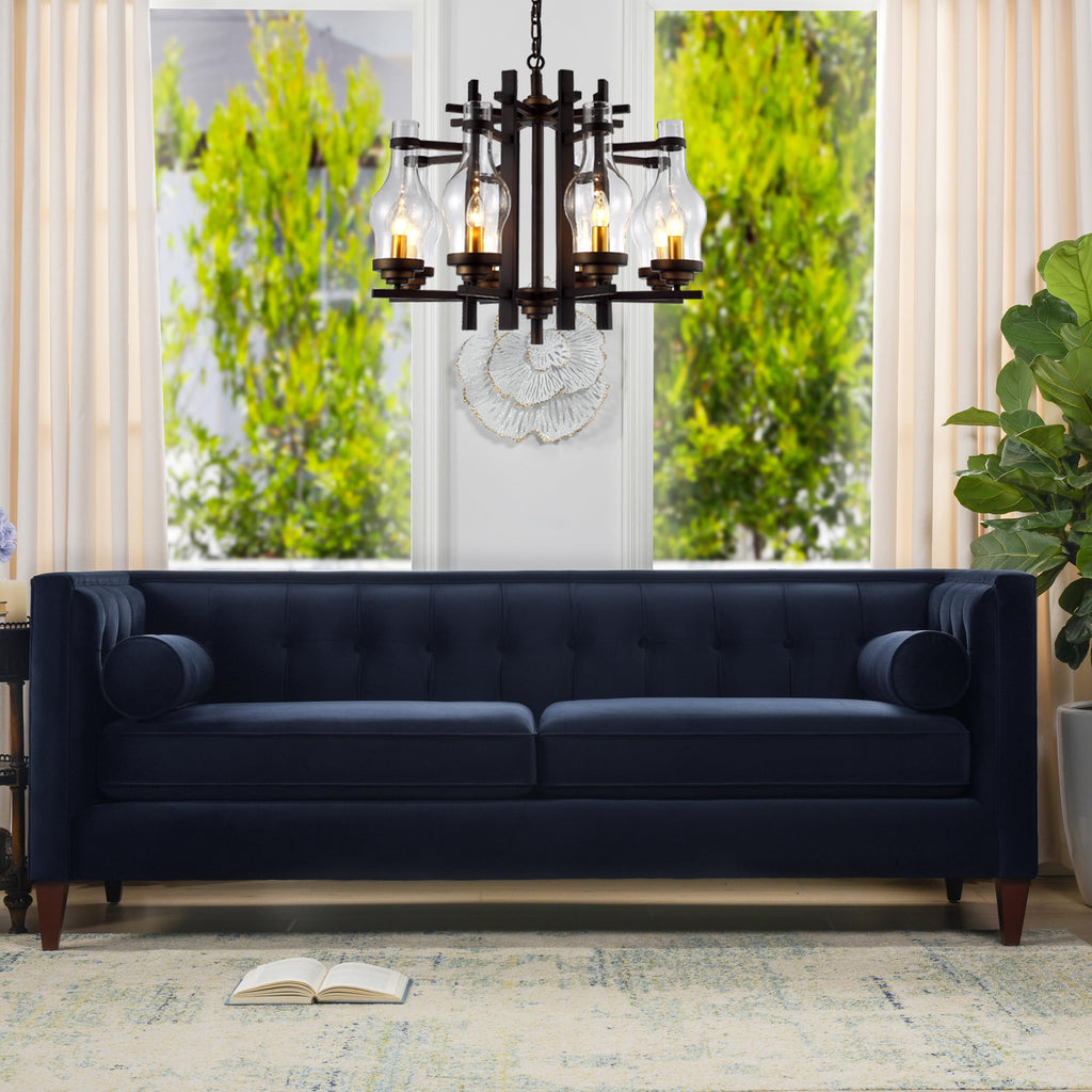 Dark Navy Blue Performance Velvet Tufted Sofa M97983