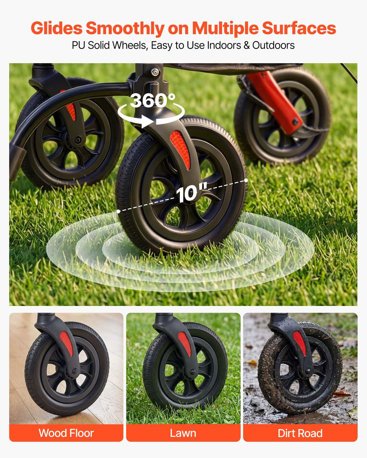 2-in-1 Foldable Aluminum Rollator Walker & Transport Chair J856