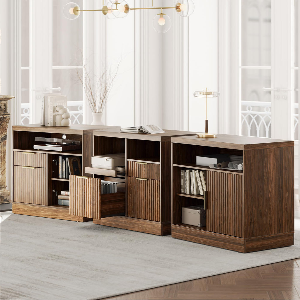 Black 3 Drawer Wood File Cabinet with Charging Station V72799
