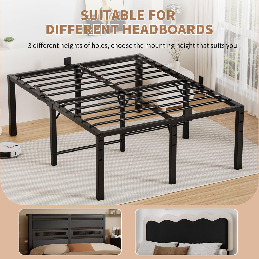 18 Inch Queen Size Black Metal Platform Bed Frame W30887