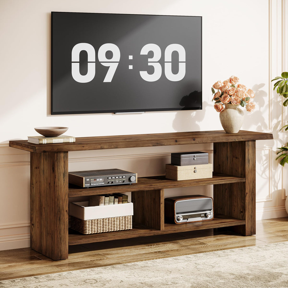 Dark Brown Solid Wood TV Stand X673159