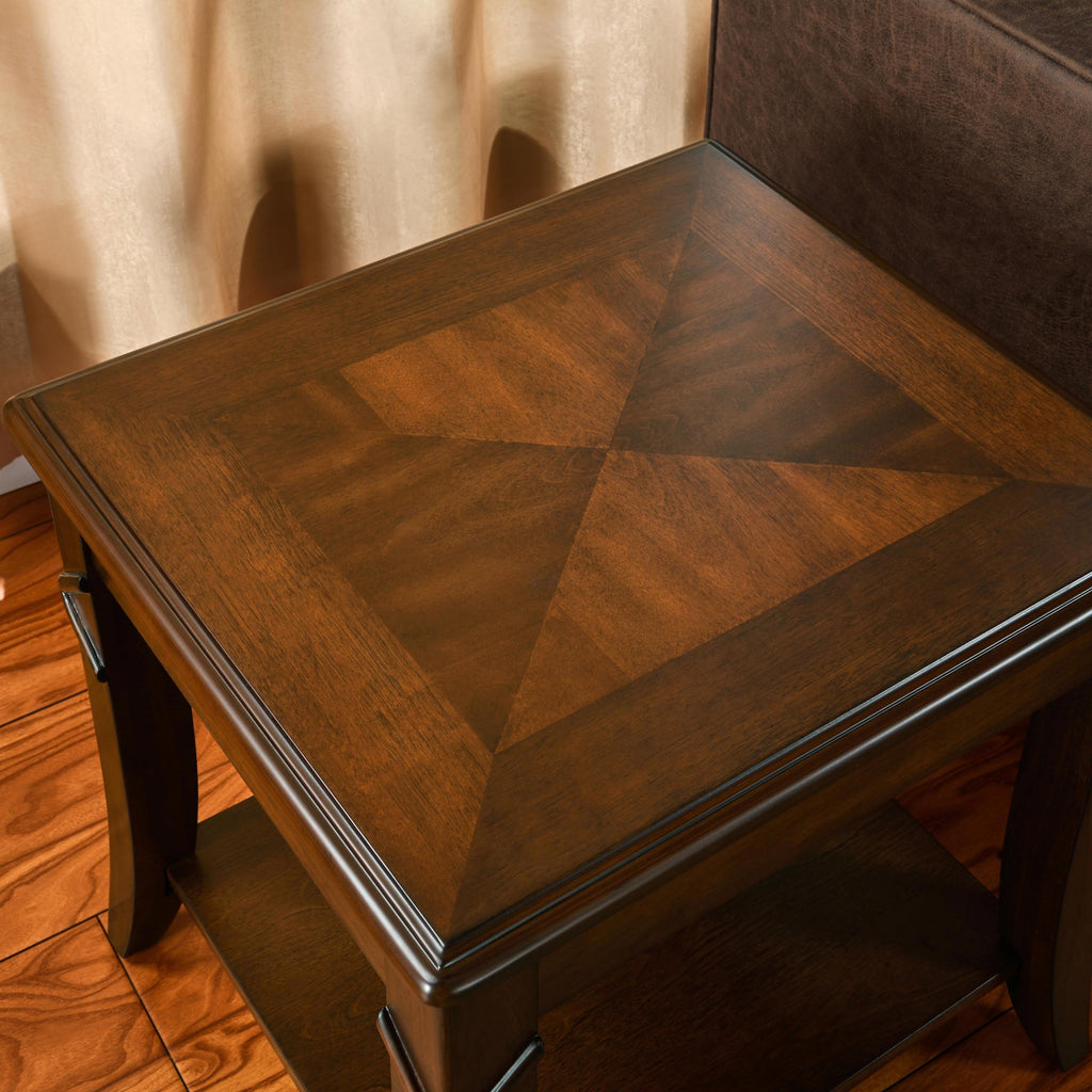Solid Wood Side End Table with Storage Shelf W57314