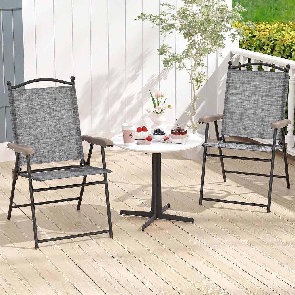 Set of 2 Grey Patio Folding Chairs K967303