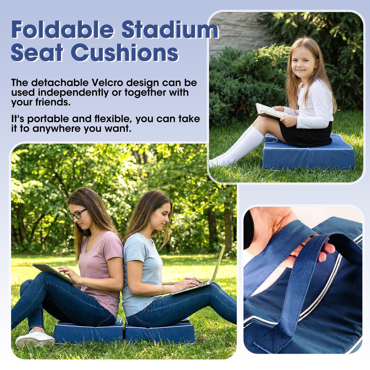 Portable Waterproof Oxford Foldable Stadium Seat Cushions 2PCS N937476