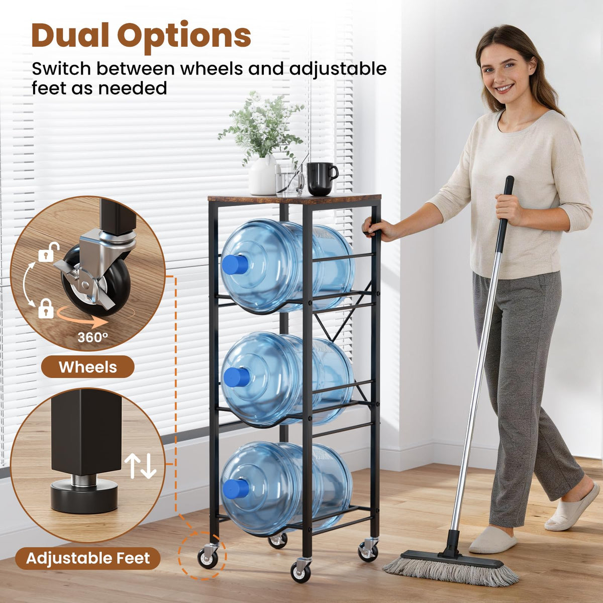 5 Gallon Water Jug Holder with Storage Shelves 3 Tier B7410