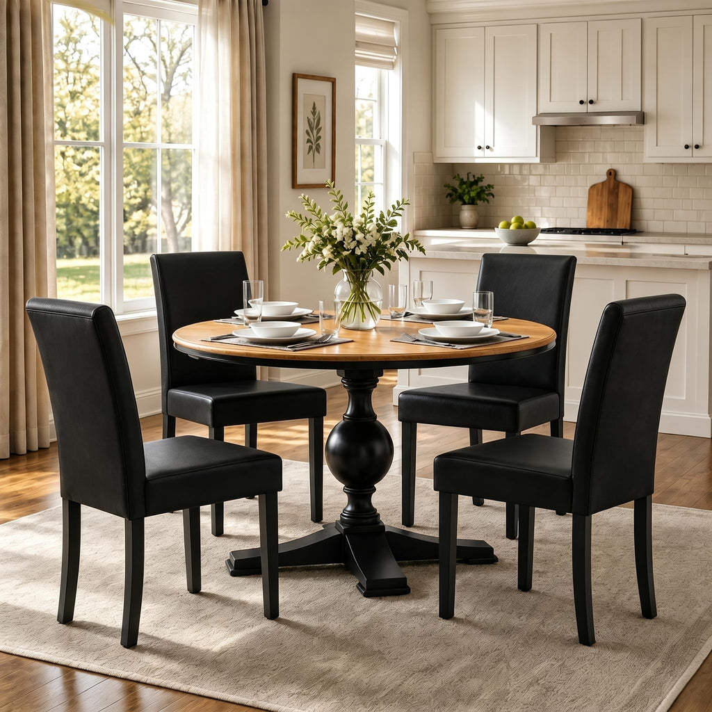 Dining Chairs Set of 4 Upholstered Black H76988