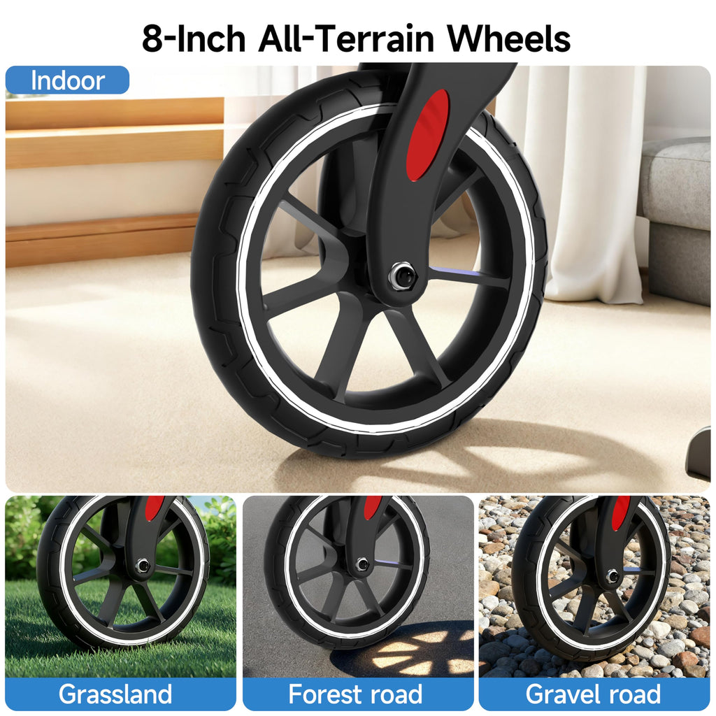 Red Foldable Lightweight Aluminum Rollator Walker with Seat and Brakes A294