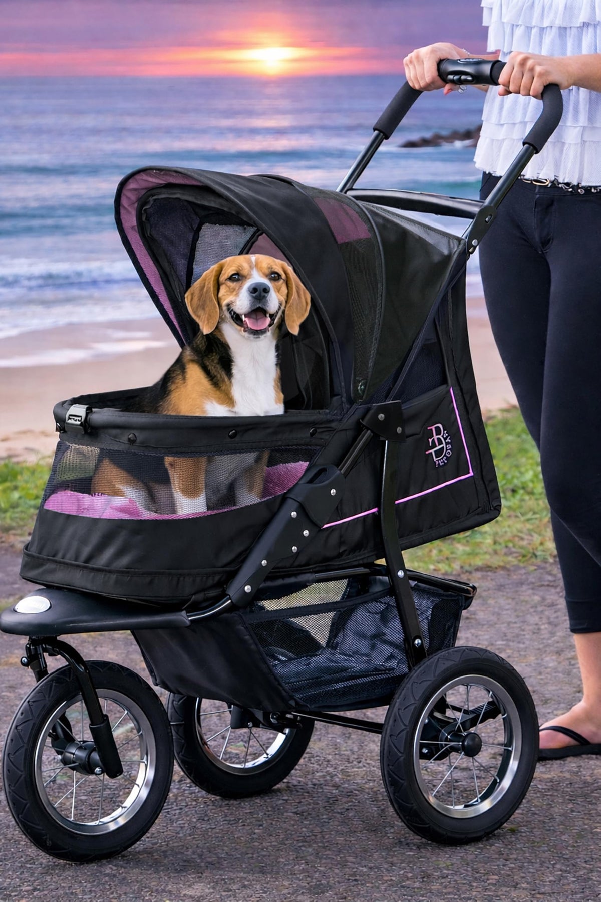 Pink Pet Stroller with Gel-Filled Tires D532434