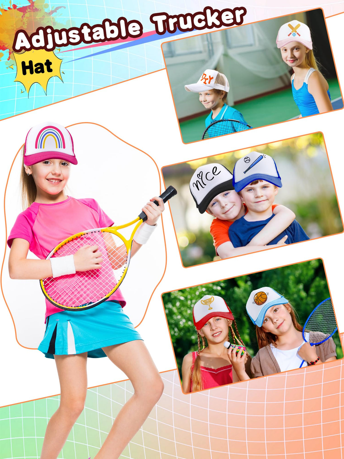 30 Pcs Adjustable Mesh Trucker Hats C54085