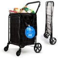 Large Folding Utility Shopping Cart with Removable Liner, 110 lb Capacity, Black J4845