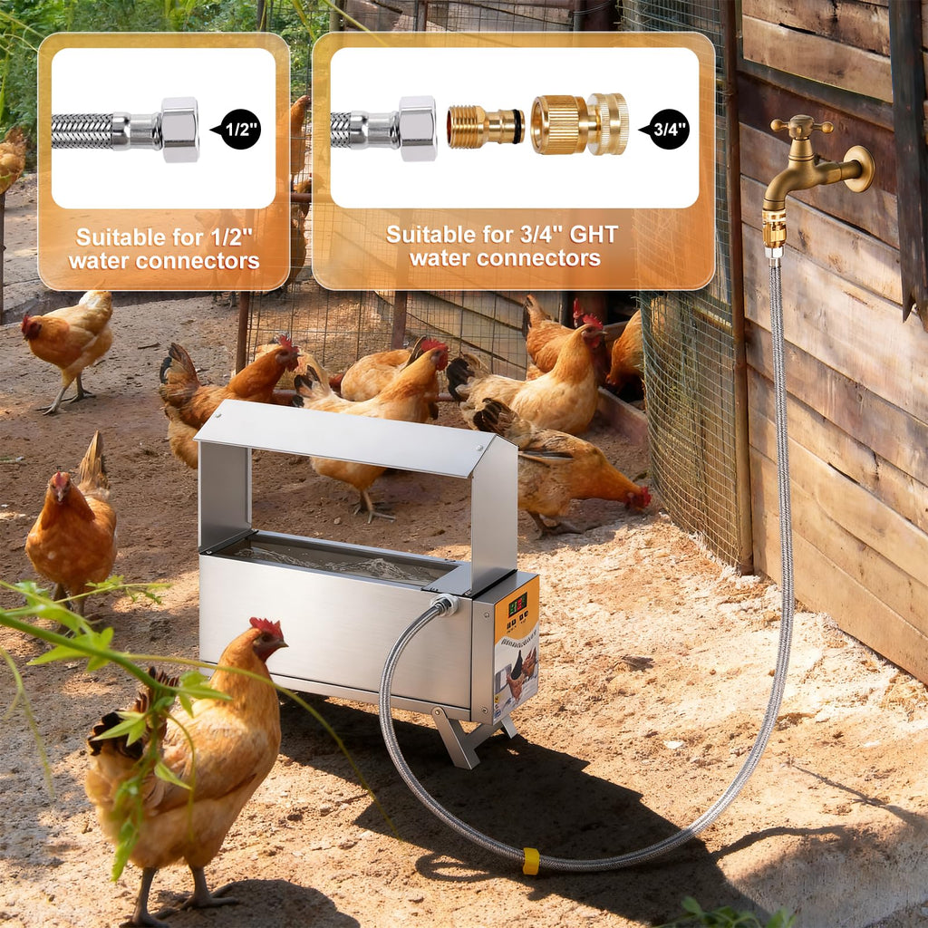 Heated 2 Gallon Stainless Steel Chicken Waterer Q82292