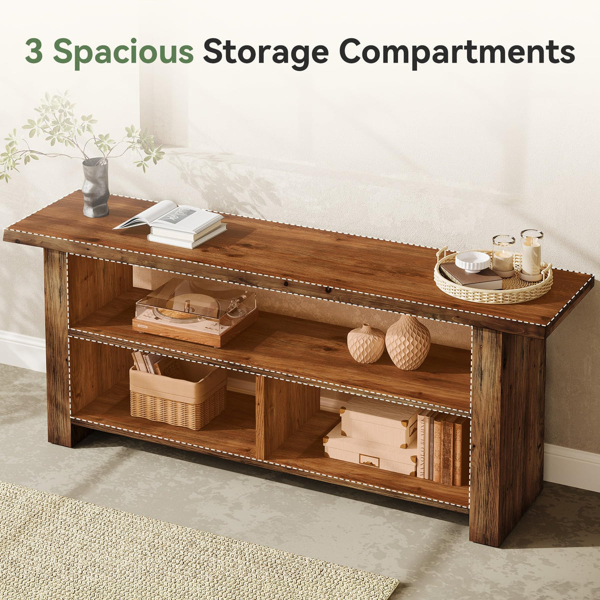 Dark Brown Solid Wood TV Stand X673159