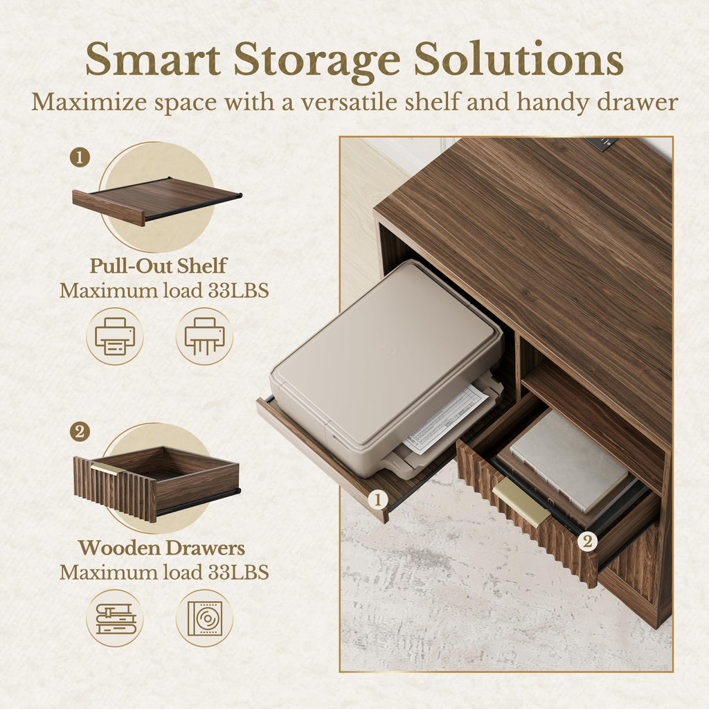 Black 3 Drawer Wood File Cabinet with Charging Station V72799