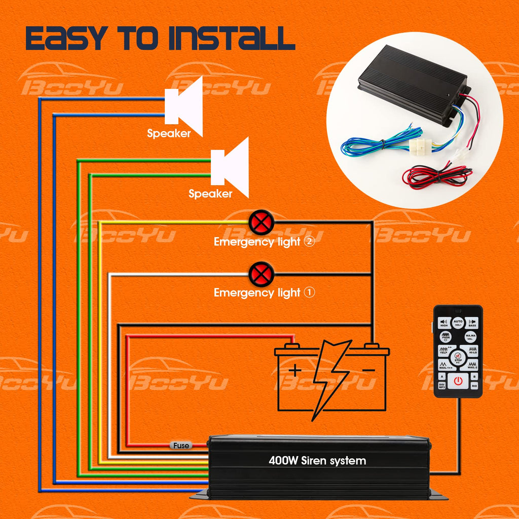 12V 400W 37 Tones Warning Emergency Siren PA System V1474