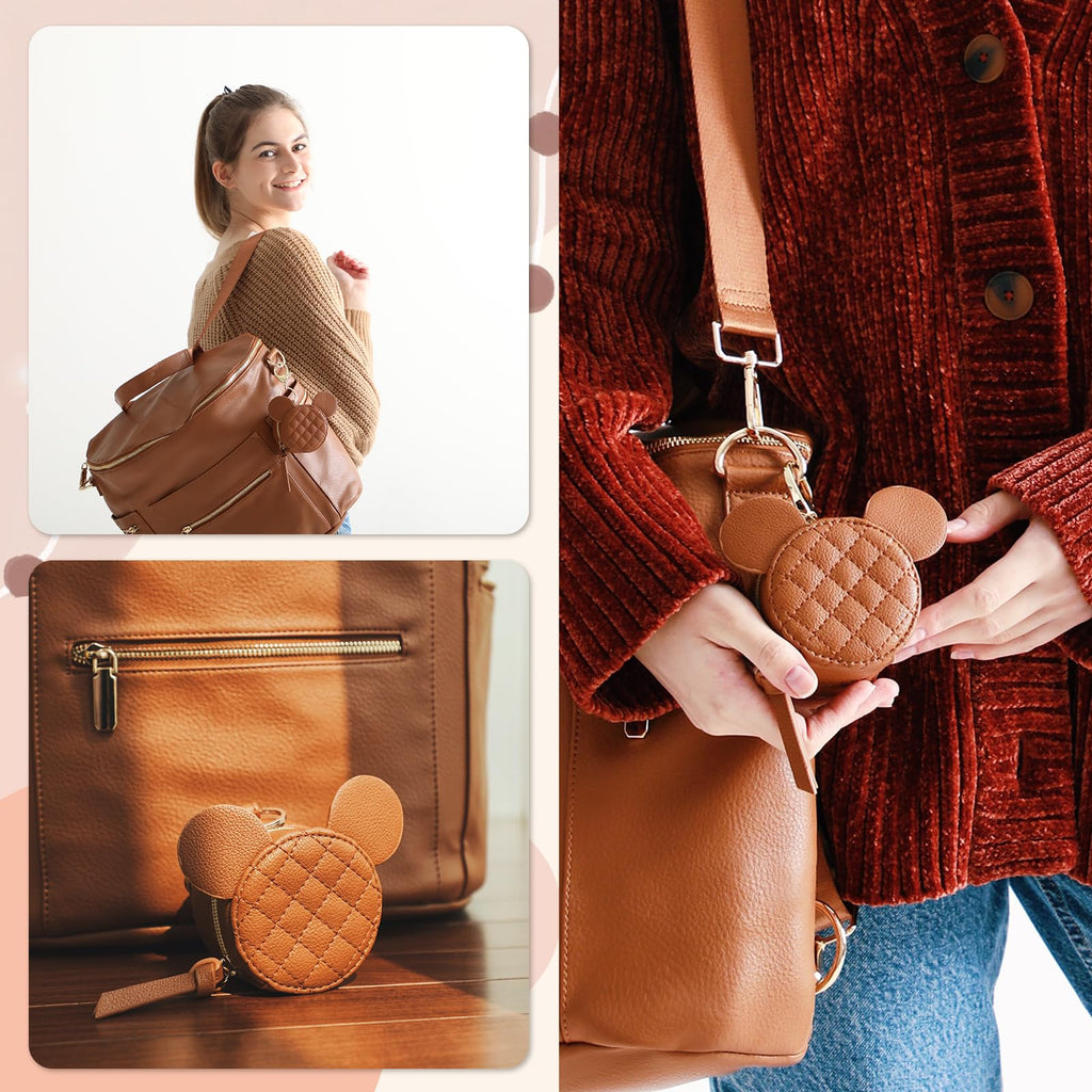 Leather Diaper Bag Backpack with Pacifier Case Y92797