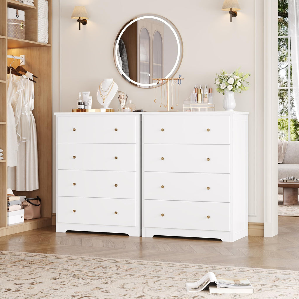 White 4 Drawer Wood Dresser H893