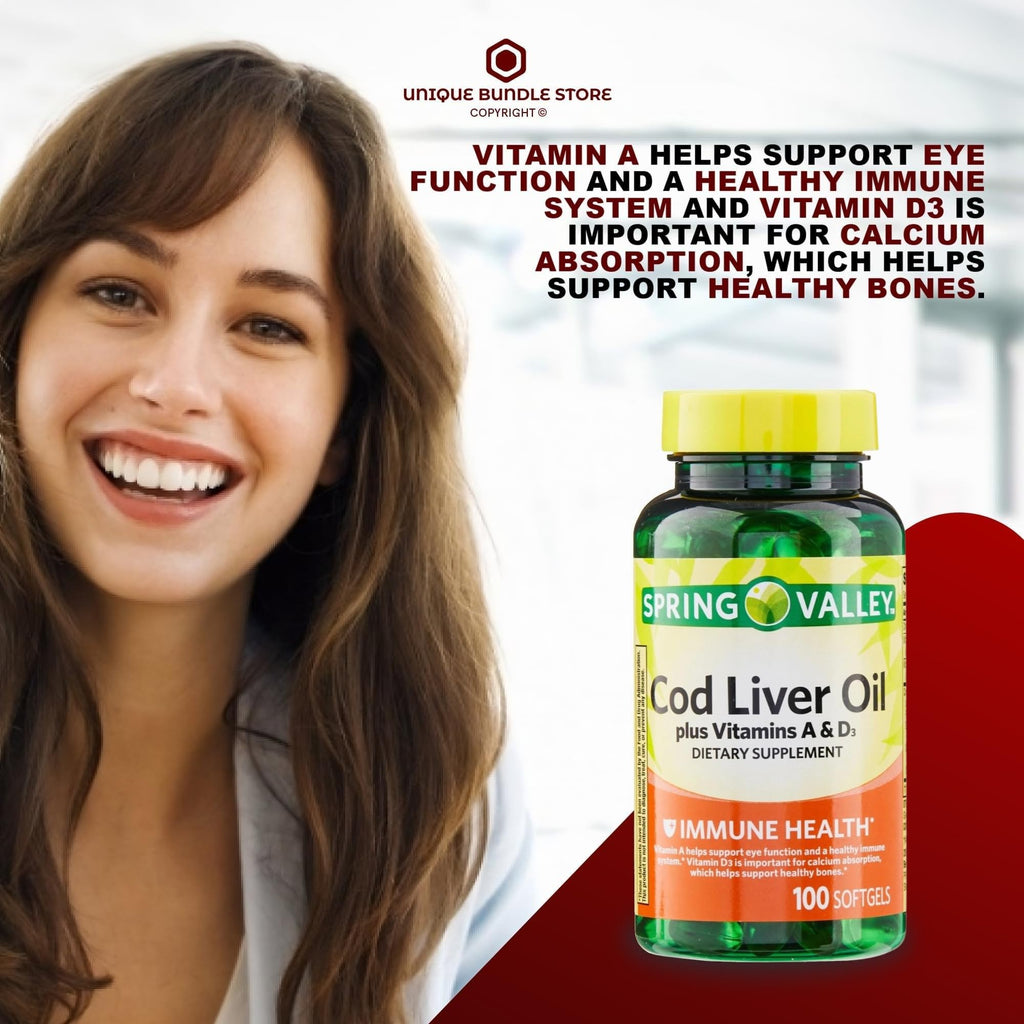 Cod Liver Oil Vitamins A & D3 100 Softgels Dietary Supplement G3423