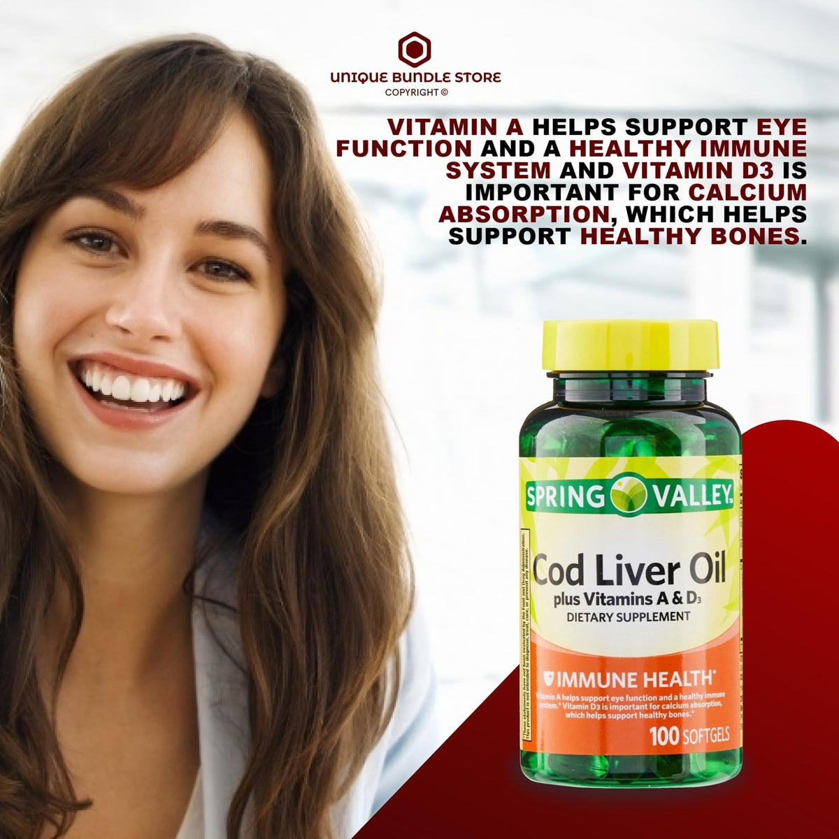 Cod Liver Oil Vitamins A & D3 100 Softgels Dietary Supplement G3423