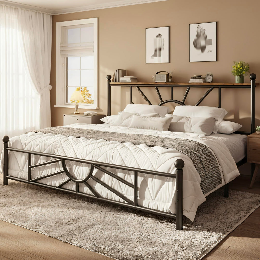King Size Metal Platform Bed Frame with LED Lights E141999
