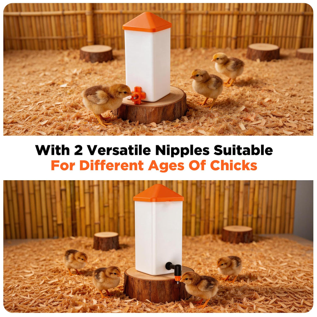 1L Baby Chick Waterer with Nipple Drinker and Anti-Roost Cone F669