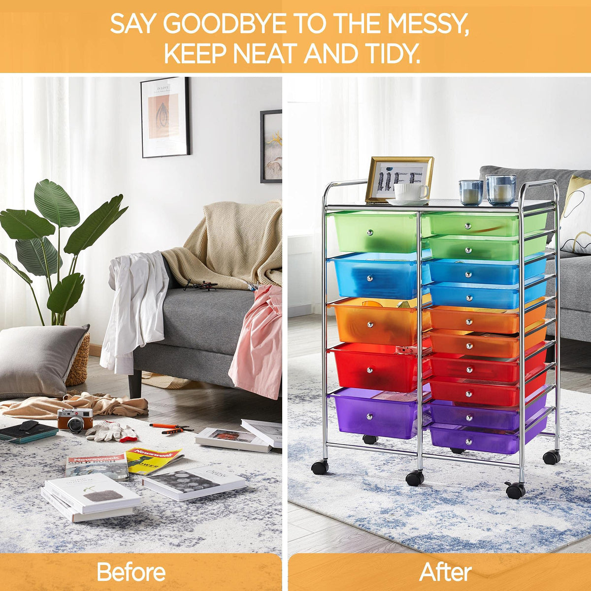 15 Drawer Rolling Storage Cart B6962
