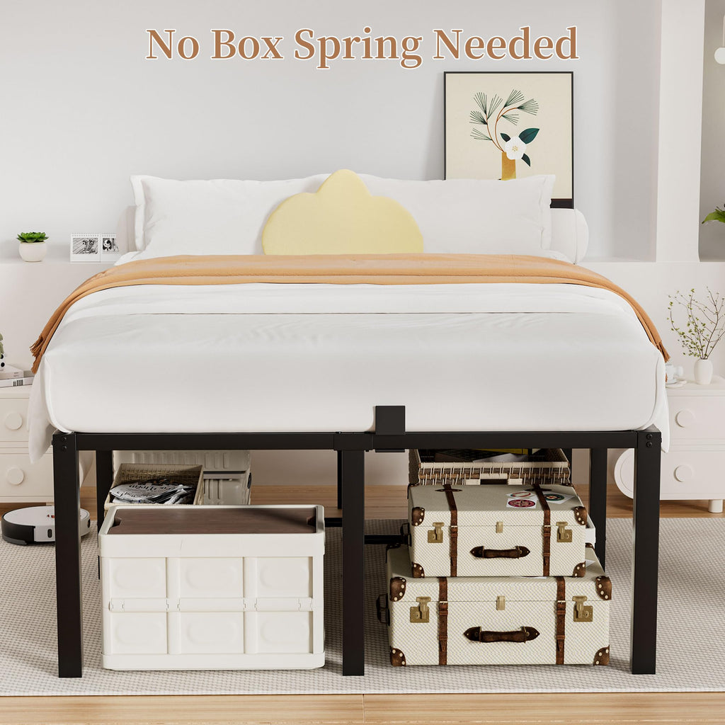 18 Inch Queen Size Black Metal Platform Bed Frame W30887