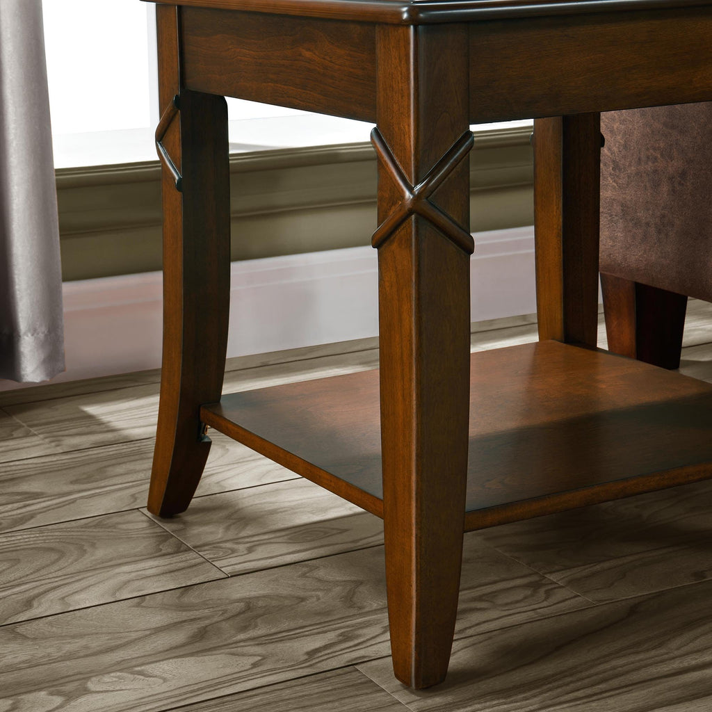Solid Wood Side End Table with Storage Shelf W57314