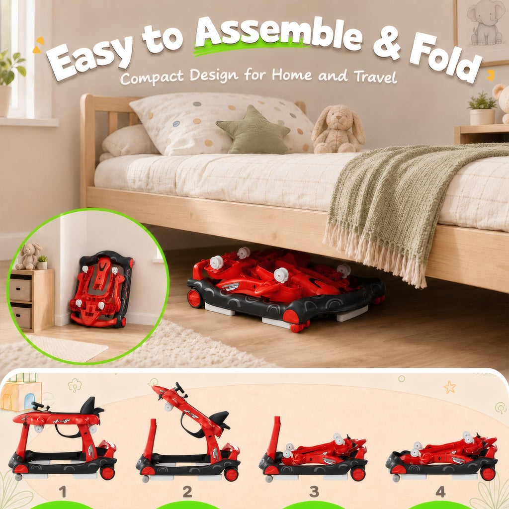 6-in-1 Baby Walker with Wheels, Adjustable Height & Speed V11333