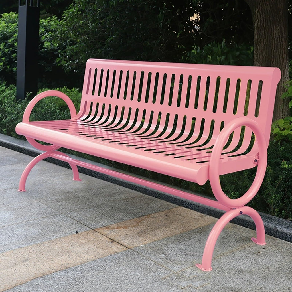 Weatherproof Metal Patio Bench with Backrest & Armrests O603016