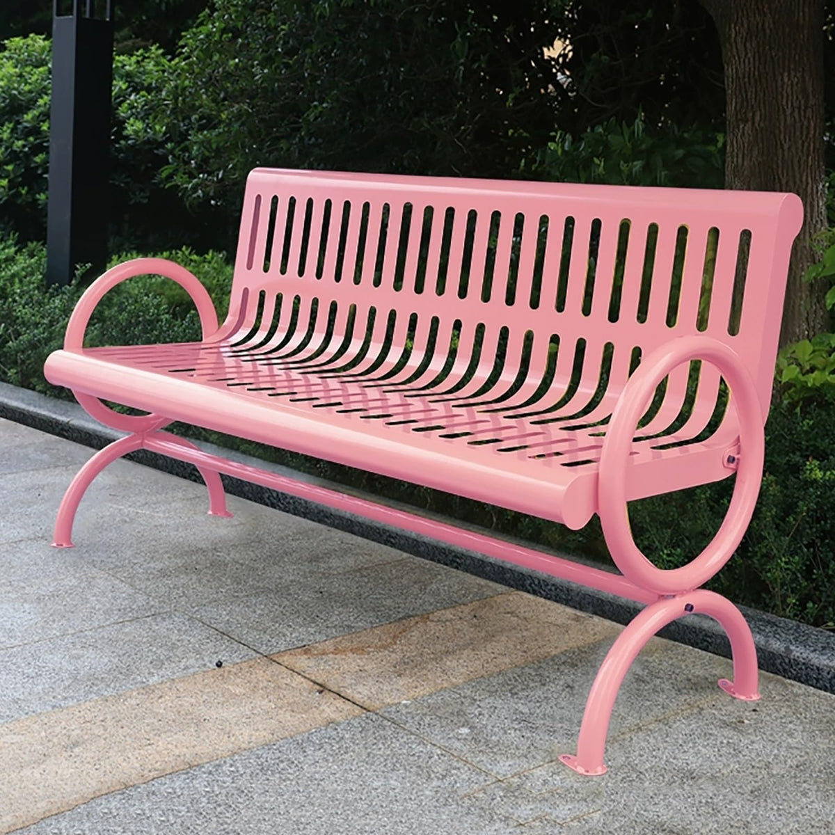 Weatherproof Metal Patio Bench with Backrest & Armrests O603016