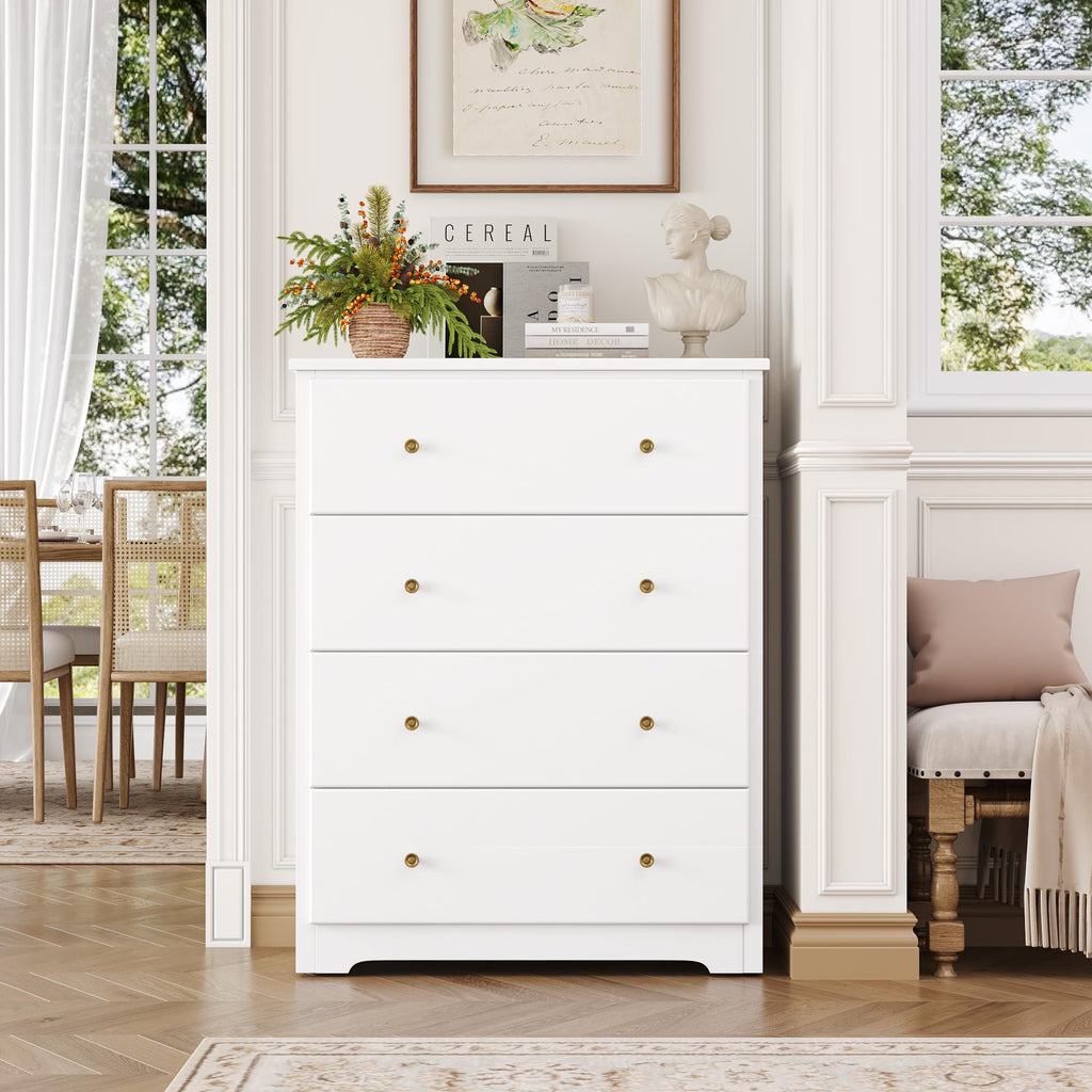 White 4 Drawer Wood Dresser H893