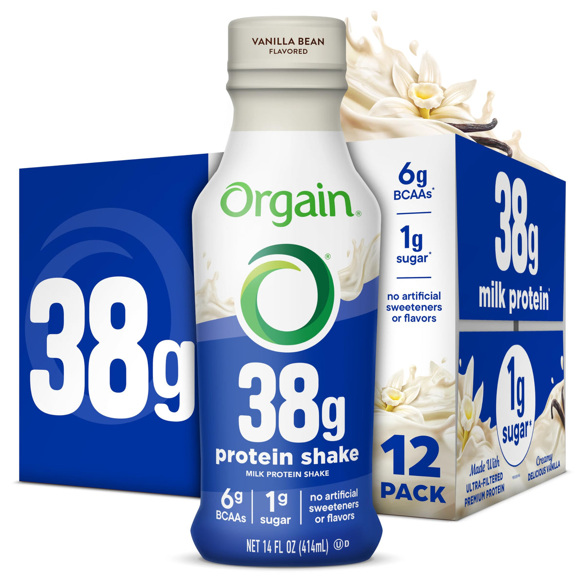 High Protein Grass-Fed Shake, Vanilla, 14 oz, 12pk H80267