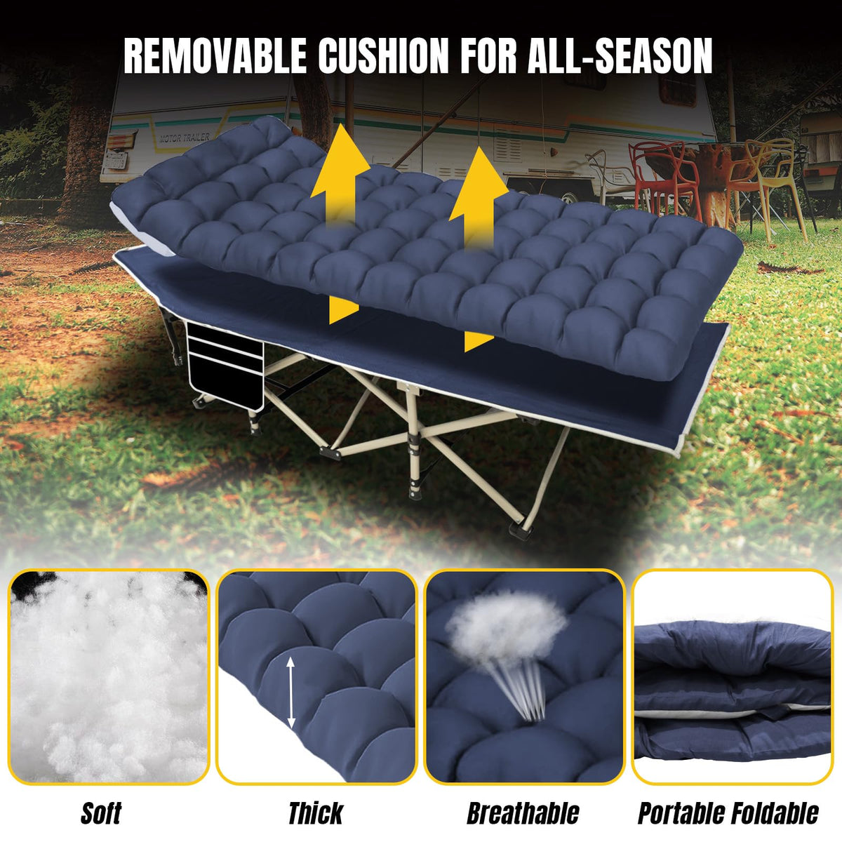 Folding Camping Cot with Mattress and Carry Bag U661